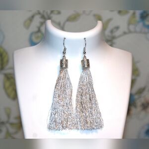 Dramatic hand made silver tassel earrings ED-10-015
